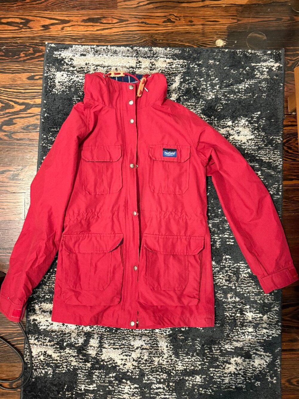 Penfield 60/40 Jacket Mens Small Red Hooded Canvas Parka Outdoor Lined Hiking